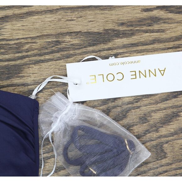 NWT Anne Cole Womens Solid Twist Front Shirred Bandeau Tankini Top Navy Blue XL - Picture 11 of 12